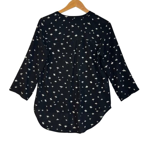 Daniel Rain Semi Sheer Blouse Quarter Sleeve V Neck Office Career Small Black - Picture 2 of 12